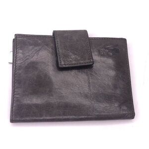 Helen Welsh Wallet Bifold Gray Leather Snap Closure 4"X5" Credit Card ID Slots
